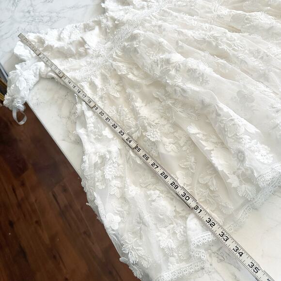 DB Studio 3D Fooral Lace Mini V Neck Dress Women’s Size 14 Bride Wedding NEW - Picture 12 of 14